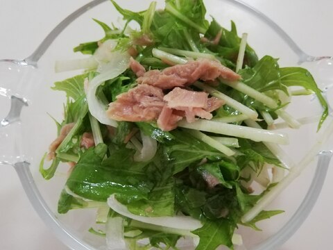 水菜、玉ねぎ、シーチキンのレモン風味サラダ